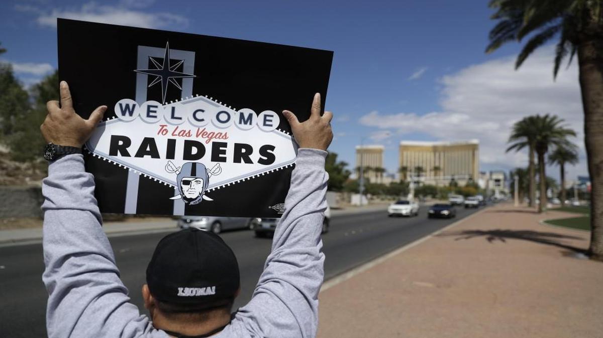 A man celebrated the Raiders’ plan to move to Las Vegas.