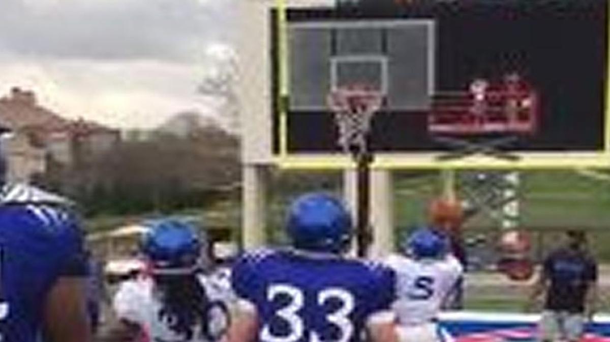 The Kansas football team had a basketball session on Thursday.