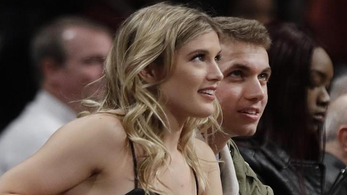 Genie Bouchard sat with her blind date, Mizzou student John Goehrke during Wednesday’s basketball game between the Brooklyn Nets and the Milwaukee Bucks.