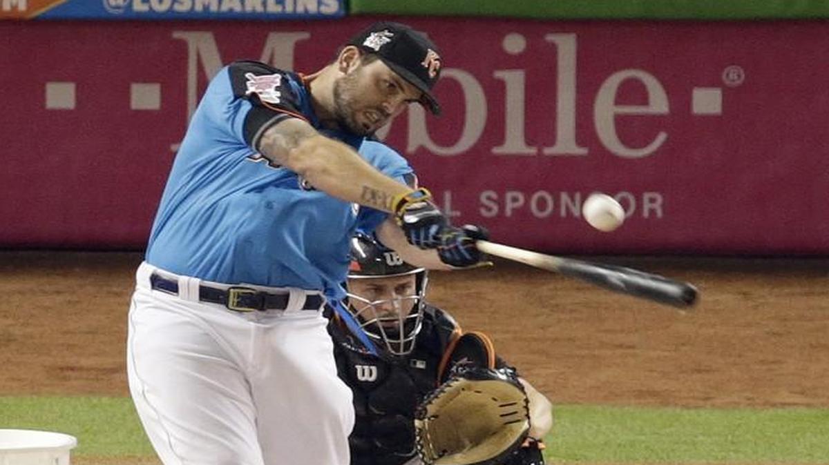 Kansas City Royals third baseman Mike Moustakas hit a home run during the Home Run Derby on Monday in Miami.