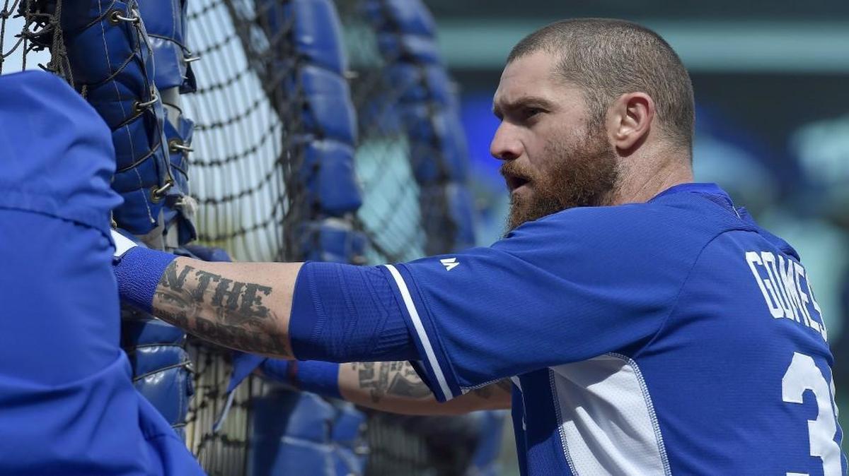 Jonny Gomes with the Royals last fall.