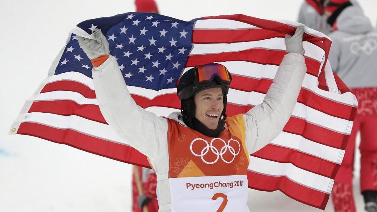 Shaun White celebrated winning gold after his run during the men’ halfpipe finals at the 2018 Winter Olympics in Pyeongchang, South Korea.