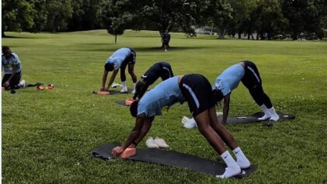 England’s World Cup team took part in yoga session in KC’s Meadowbrook Park