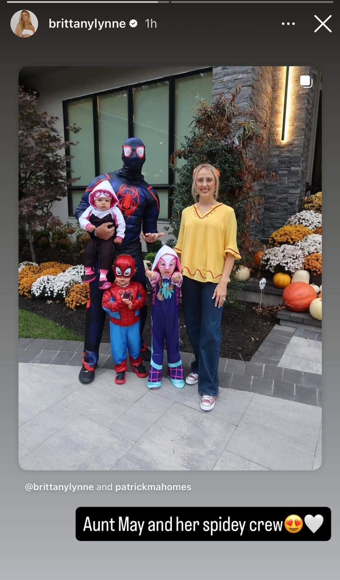 Patrick Mahomes dressed as a Spider-Man from “Spider-Man: Into the Spider-Verse.”