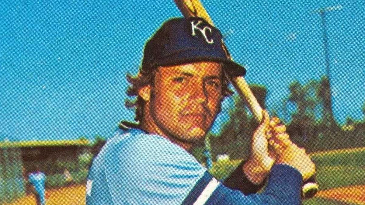 A close-up image of George Brett's 1973 Topps rookie card.