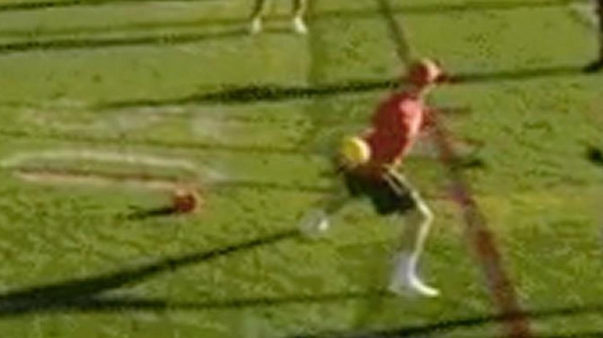 Alex Smith as he was about to throw a dodgeball.