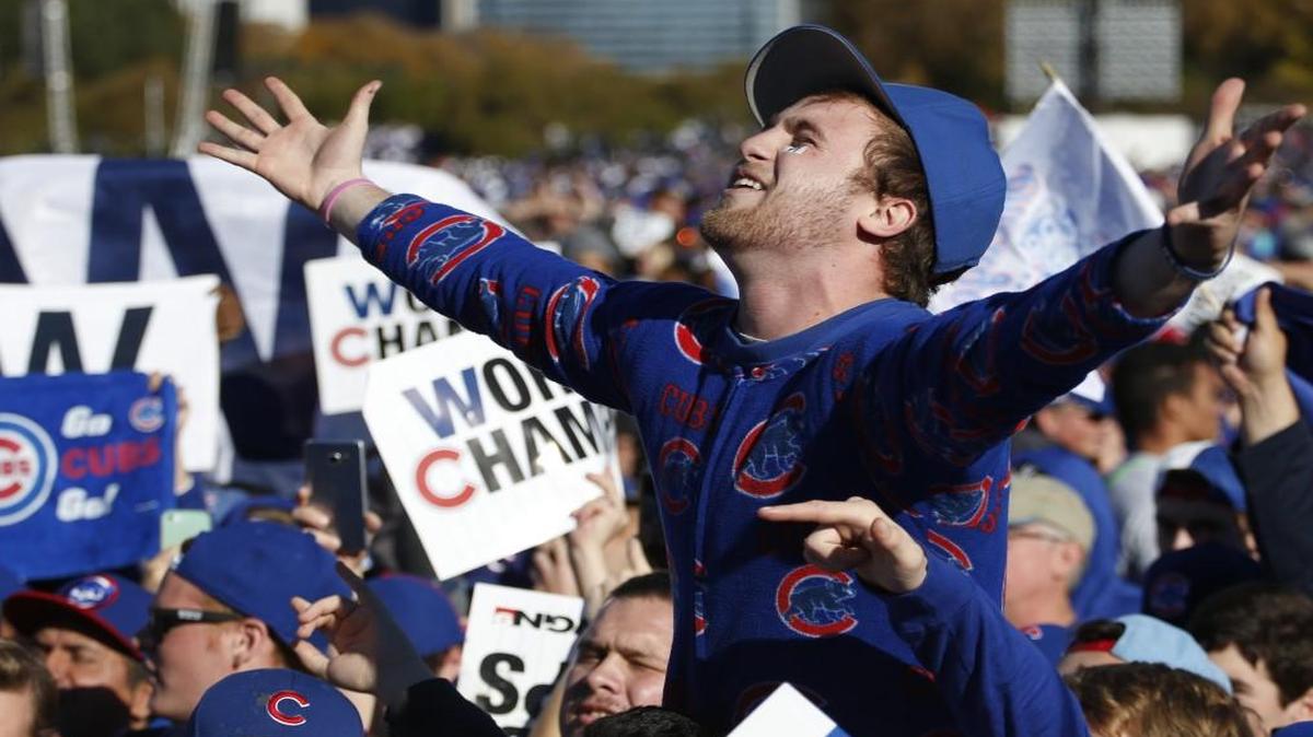 Chicago Cubs fans celebrated before a rally in Grant Park earlier this month honoring the World Series championship.