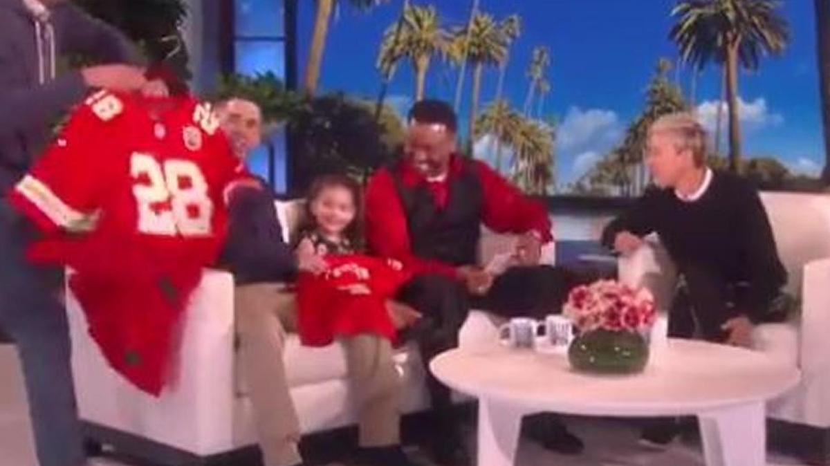 The family was thrilled to receive Chiefs jerseys as well.