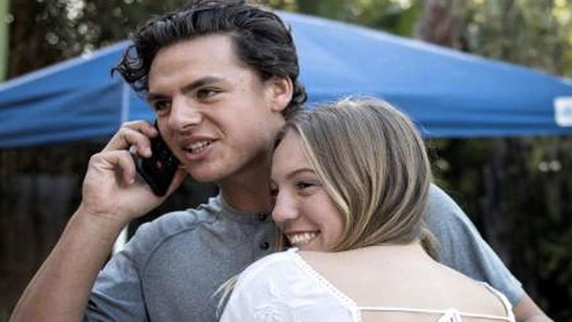 Huntington Beach High School baseball player Nick Pratto got a hug from his girlfriend Chance Burden after the Royals drafted Pratto.