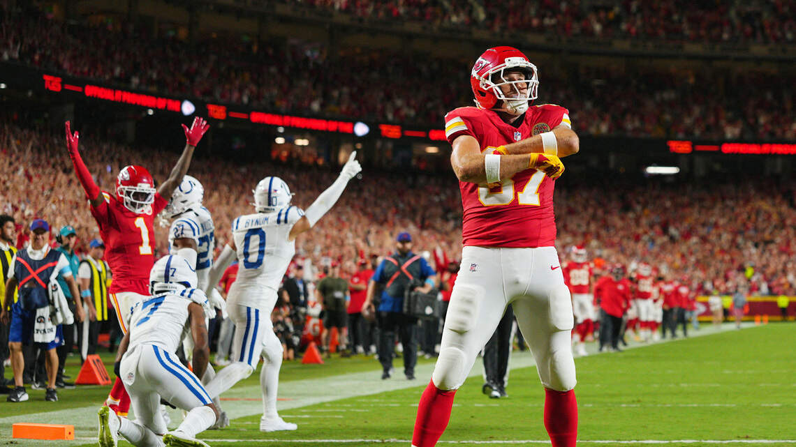 Travis Kelce and Taylor Swift: Seven pictures from Sunday’s Chiefs-Colts game