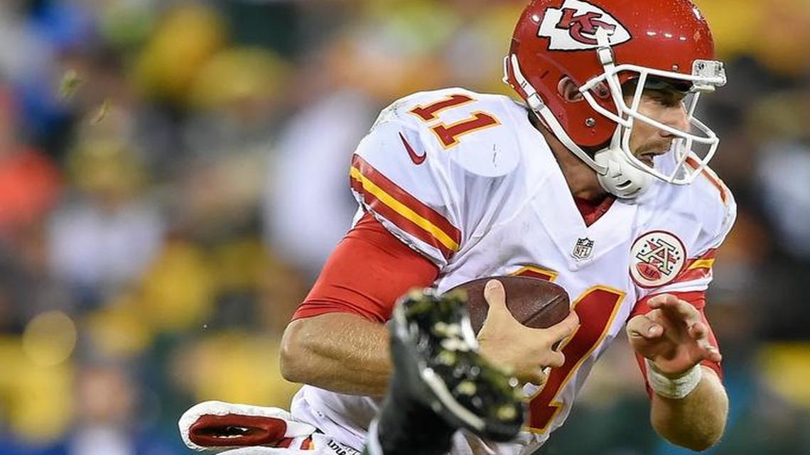 
Kansas City Chiefs quarterback Alex Smith scrambled and was tackled in the fourth quarter against the Green Bay Packers on Monday.
