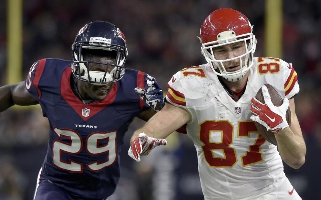 Kansas City Chiefs tight end Travis Kelce during the playoff win at Houston in January.