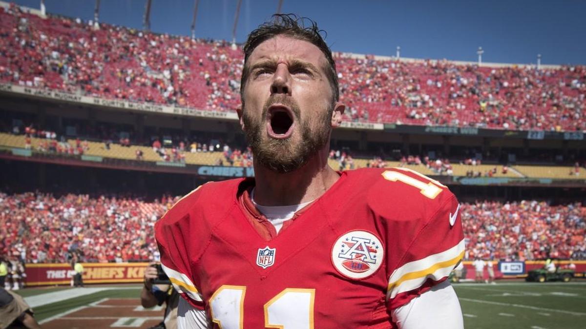 Kansas City Chiefs quarterback Alex Smith celebrated after watching the replay of his game-winning touchdown in overtime.