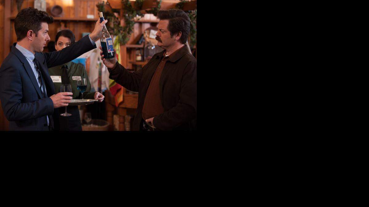 
Adam Scott as Ben Wyatt (left) and Nick Offerman as Ron Swanson from Parks and Recreation.
