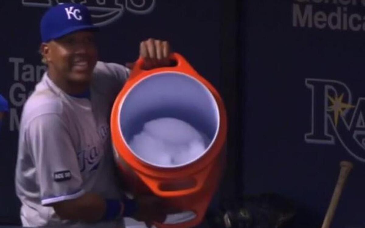 Salvador Perez brought the ice for his “Salvy Splash.”