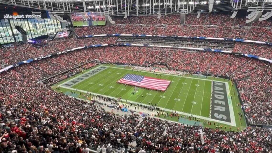 Did a Chiefs fan infiltrate the Raiders’ national-anthem crew on Sunday?