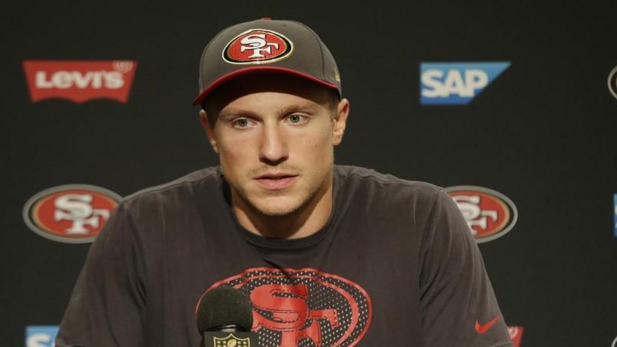 San Francisco 49ers quarterback Blaine Gabbert talked to reporters after Sunday’s game against the Seattle Seahawks.