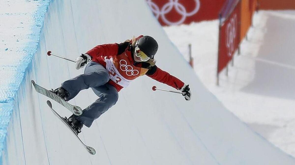 Elizabeth Marian Swaney during the women’s halfpipe qualifying at the Winter Olympics in Pyeongchang, South Korea on Monday.