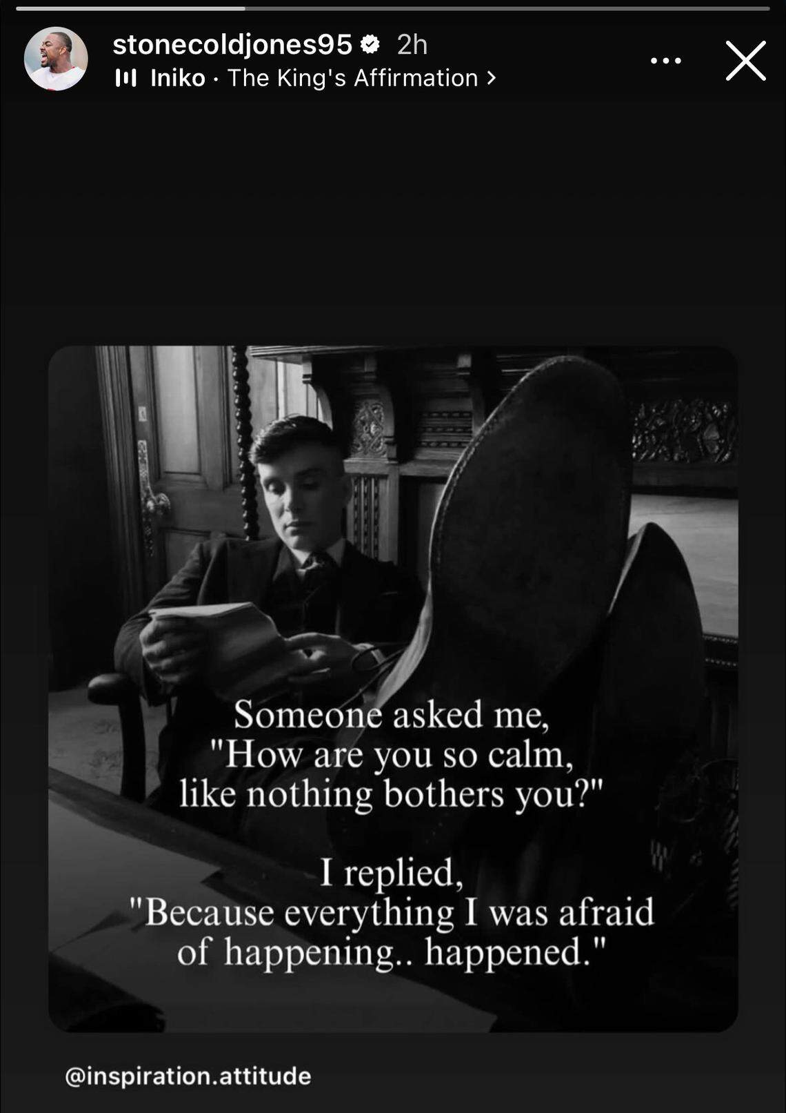 Chris Jones posted this quote after reactivating his Instagram account.