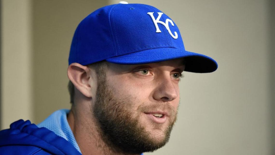 
Royals left fielder Alex Gordon talked with reporters following Thursday's game against the Tampa Bay Rays at Kauffman Stadium. Gordon is expected to be out at least eight weeks with a grade 2-plus groin strain, suffered in Wednesday night's game against the Rays.
