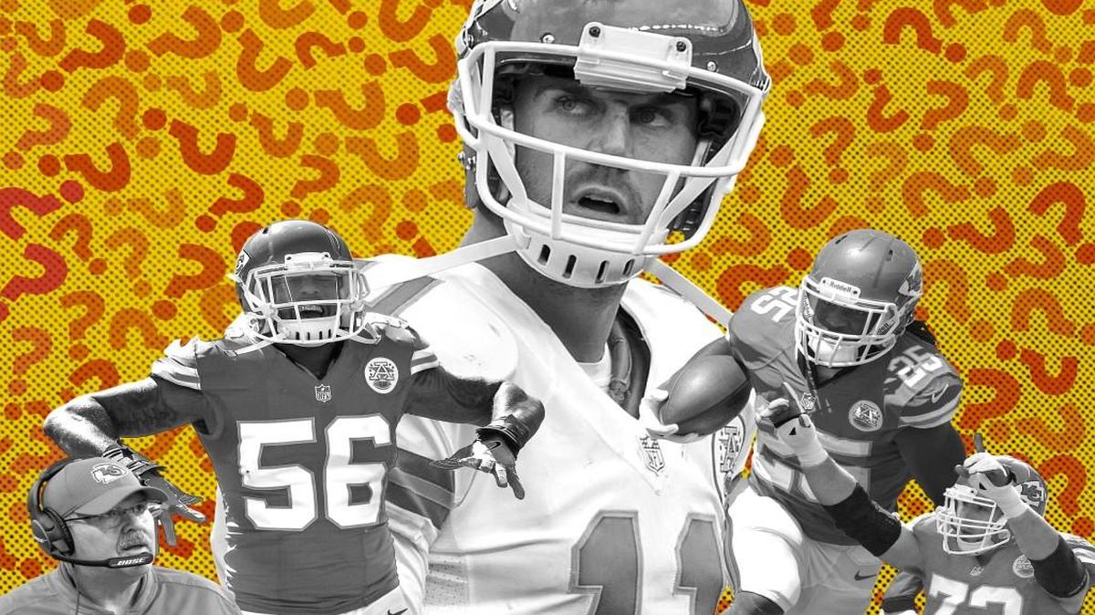 Improved quarterback play from Alex Smith (11) will be key for coach Andy Reid (left) and the Chiefs next season. There are also questions surrounding linebacker Derrick Johnson (56) and running back Jamaal Charles (25). Eric Fisher (72) and the offensive line took a step forward in 2016.