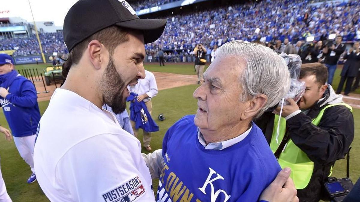 It’s entirely plausible that Royals owner David Glass, right, did not see the logic in hitching $20 million per year in payroll to star first baseman Eric Hosmer, right, over the long term.