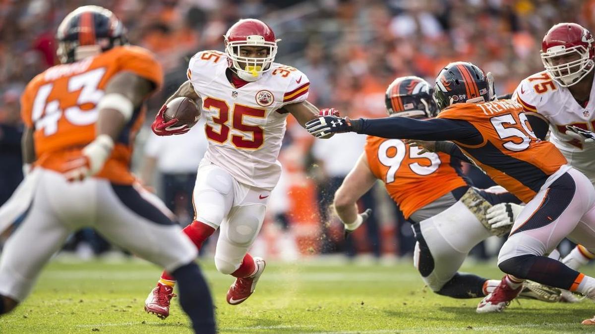 Chiefs running back Charcandrick West runs against the Broncos during their No. 15 game in Denver, a 29-13 win for KC. Sam Mellinger on which is the best team in the AFC now? “The Patriots are first, the Steelers are rolling, and then it's either the Chiefs or Broncos.”