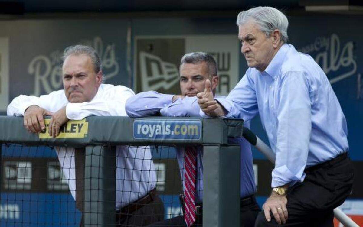 
With their playoff run, the Royals are bringing in more money. But what will owner David Glass (right), general manager Dayton Moore (center) and team president Dan Glass do with the cash?
