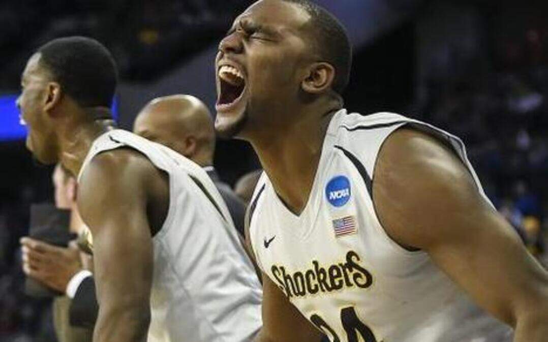 
Wichita State forward Shaquille Morris had plenty to holler about on Friday as the Shockers overcame a tough challenge from Indiana and advanced to a Sunday showdown against Kansas.
