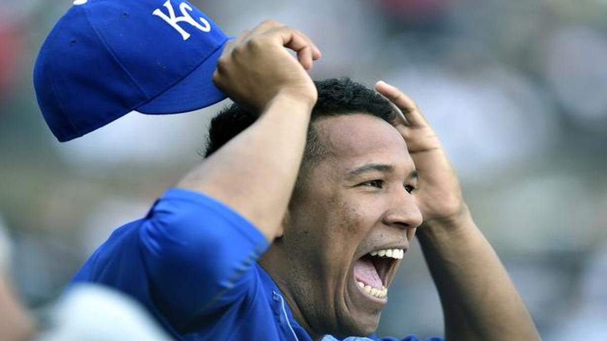 
Royals catcher Salvador Perez turned into a fan after he and other starters were taken out early in Sunday’s game.
