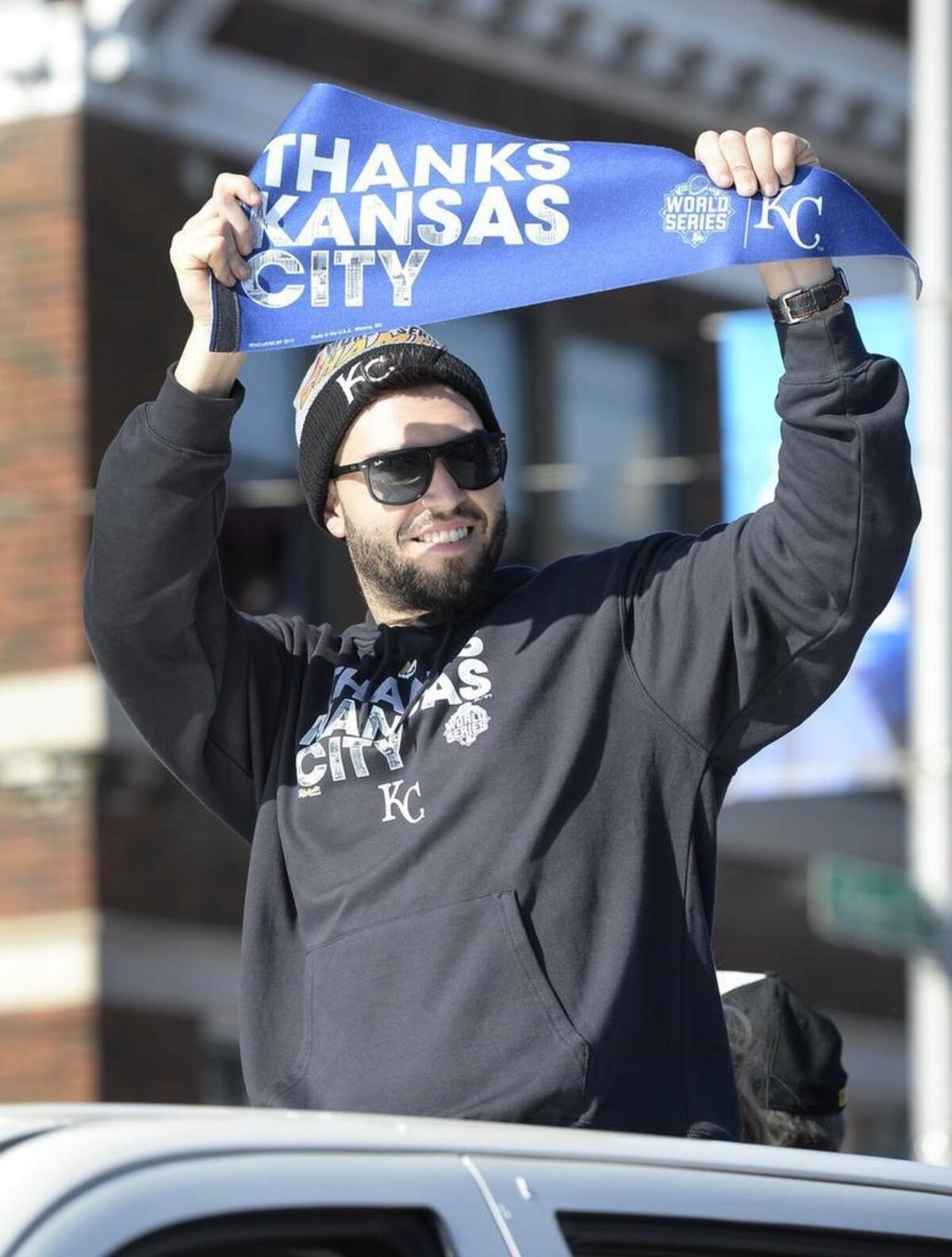 Royals first baseman Eric Hosmer thanked Royals fans that lined Grand Boulevard during the World Series victory parade on Nov. 3, 2015.