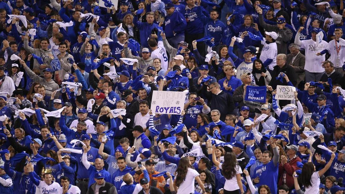 
Royals fans celebrate during the first inning of game seven of the World Series last year.
