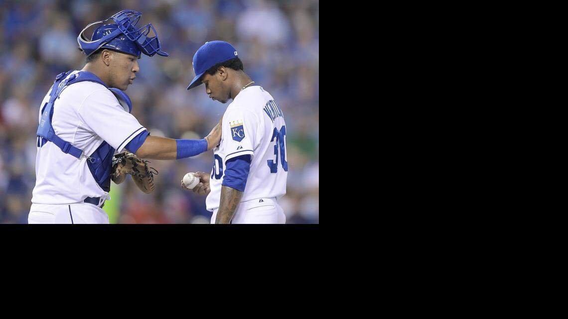
Salvador Perez helped starting pitcher Yordano Ventura and the Royals get a victory over Texas on Monday night at Kauffman Stadium.
