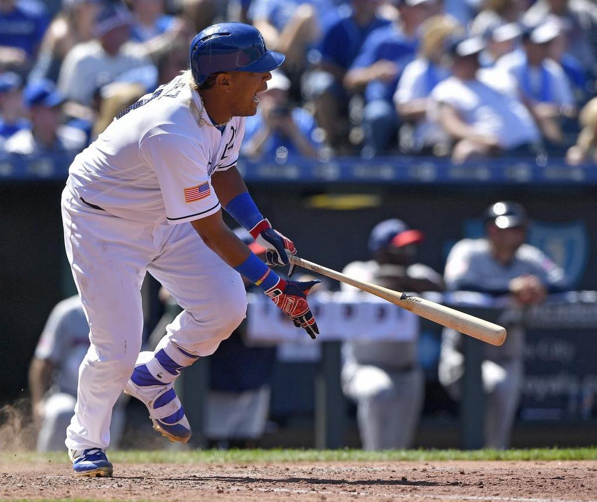 Royals catcher Salvador Perez, through Thursday, is hitting .288 with a .318 on-base and .528 slugging percentage, 17 home runs, and 55 RBIs.