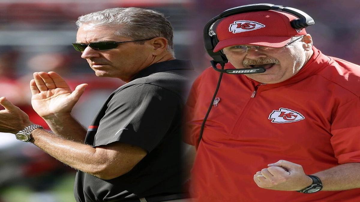 Dirk Koetter, left, head coach of the Tampa Bay Bucs, and Andy Reid, head coach of the Chiefs, were once on the same coaching staff at San Francisco State. And then at UTEP. And then at Mizzou.