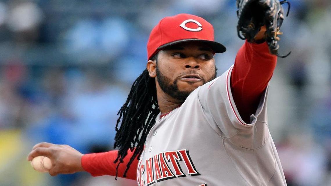 
Starting pitcher Johnny Cueto pitched in May at Kauffman Stadium. Next time, he’ll wear Royal blue. 
