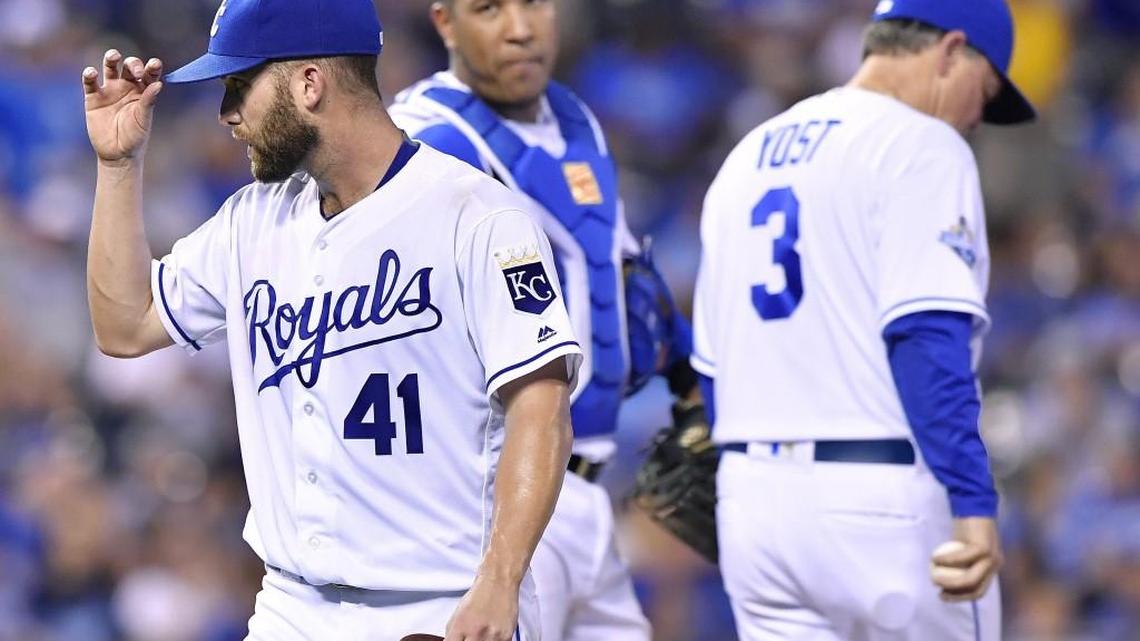 Royals starter Danny Duffy was relieved in the seventh inning during Thursday's game against the Seattle Mariners. Duffy had seven strikeouts over 6 1/3 innings and allowed two runs.