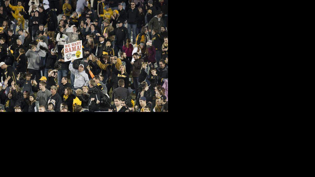 A Mizzou fan expressed his hope of the Tigers facing Alabama in the SEC Championship during Saturday’s game at Faurot Field in Columbia. Missouri beat Arkansas 21-14 to claim its second consecutive SEC East Championship.