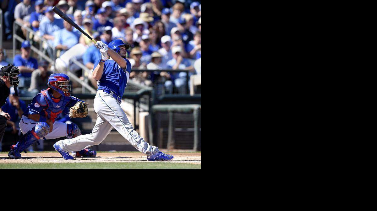 
Royals first baseman Eric Hosmer swatted a three-run home run in the first inning during Wednesday's spring training game with the Texas Rangers in Surprise, Ariz.
