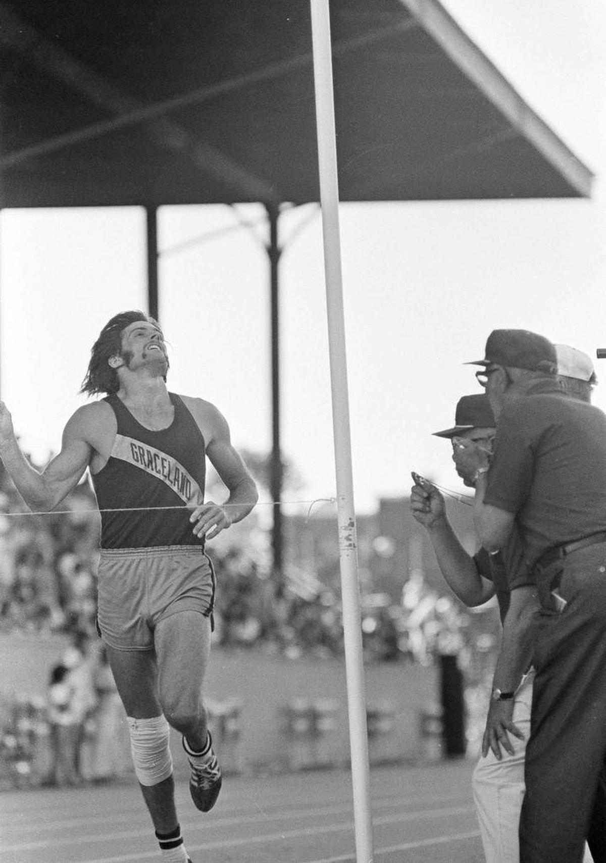 Bruce Jenner of Graceland College won the 1,500-meter event of the decathlon at the 1972 U.S. Olympic trials in Eugene, Ore., and qualified third for the U.S. Olympic team. Jenner finished 10th at the 1972 Summer Games and won the gold medal in 1976.