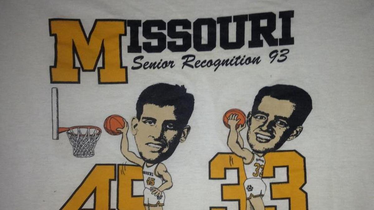 
A T-Shirt honoring MU basketball seniors Jeff Warren and John Burns in 1993.
