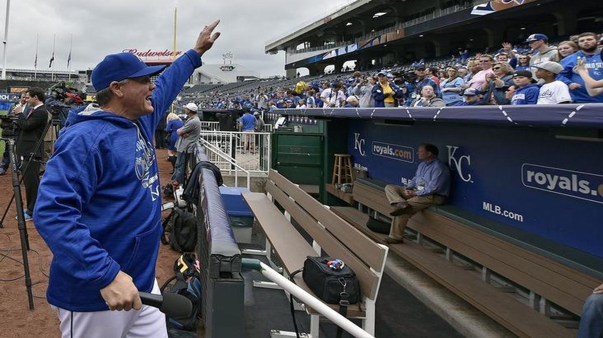 
Royals fans applauded Ned Yost during a pep rally for the postseason on Tuesday at Kauffman Stadium.
