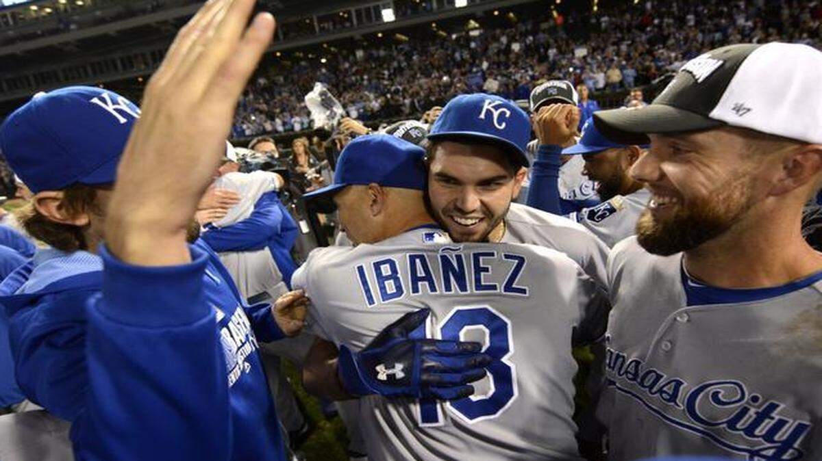 Outfielder Raul Ibañez, who hugged first baseman Eric Hosmer after the Royals clinched a playoff berth, was a leader in the clubhouse.