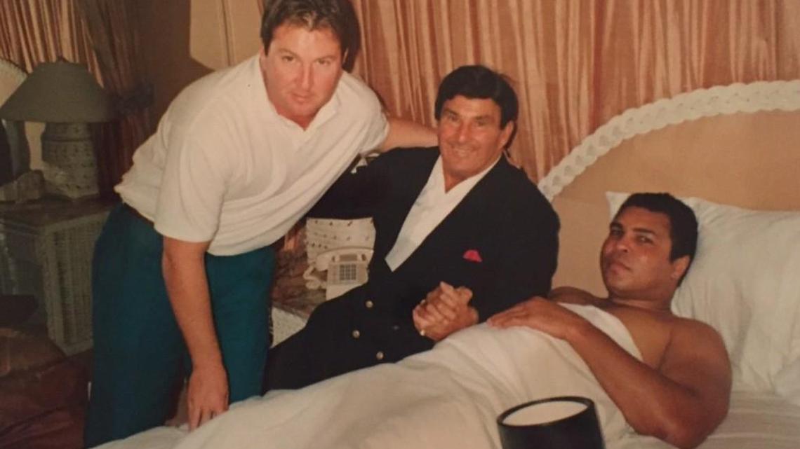 Dale Stram (left) with father, Hank, and Muhammad Ali during 1994 in Las Vegas.