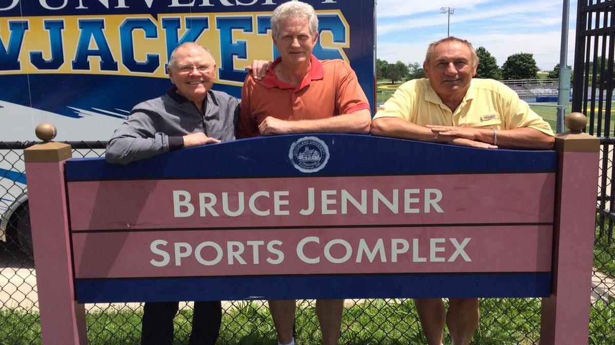 
Three men who knew and worked with Caitlyn Jenner when she was known as Bruce at Graceland University in Lamoni, Iowa: Jerry Hampton, Rich Harrop and Bill “Duke” Dudek (from left). All three are in the in school’s athletic Hall of Fame, along with Jenner.
