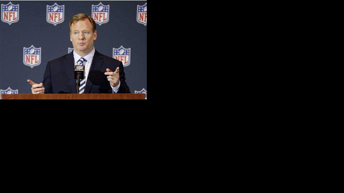 
In this March 25, 2014, file photo, NFL Commissioner Roger Goodell answers questions at a news conference at the NFL football annual meeting in Orlando, Fla. 
