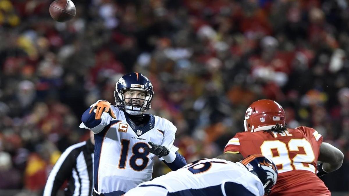 
Denver Broncos quarterback Peyton Manning threw a pass during a game against the Chiefs last November.

