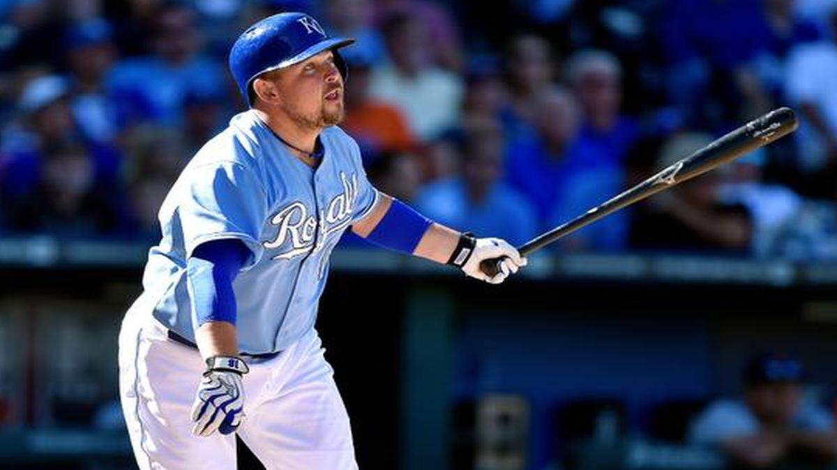 
Kansas City Royals designated hitter Billy Butler watched his single in the seventh inning of Sunday’s game against the Tigers at Kauffman Stadium.
