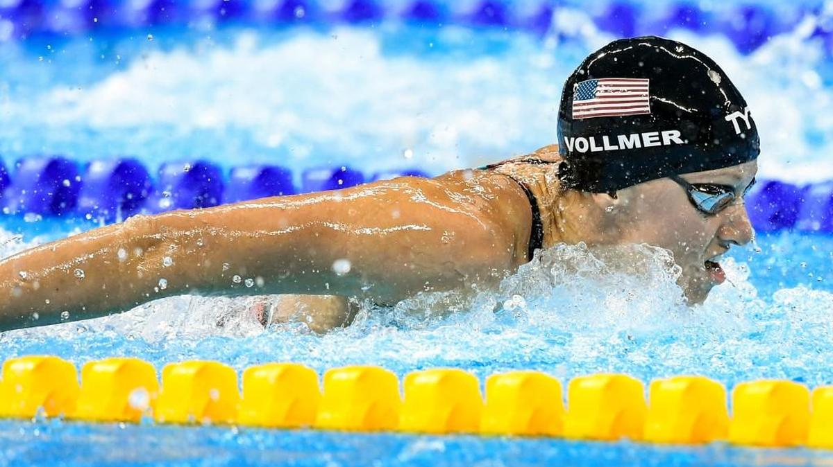 Dana Vollmer won a bronze medal in the women’s 100-meter butterfly Sunday night at the Rio Olympics.