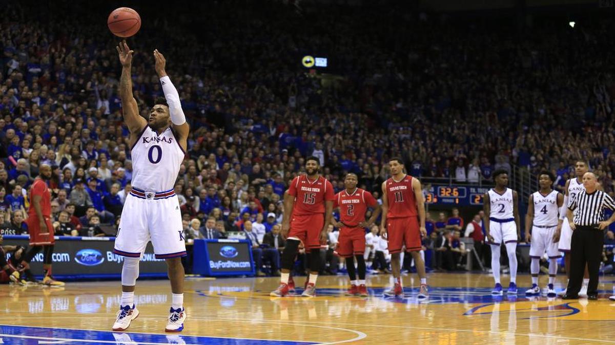 Kansas guard Frank Mason (left) and the Kansas Jayhawks have got better at the free-throw line since the beginning of Big 12 Conference play.